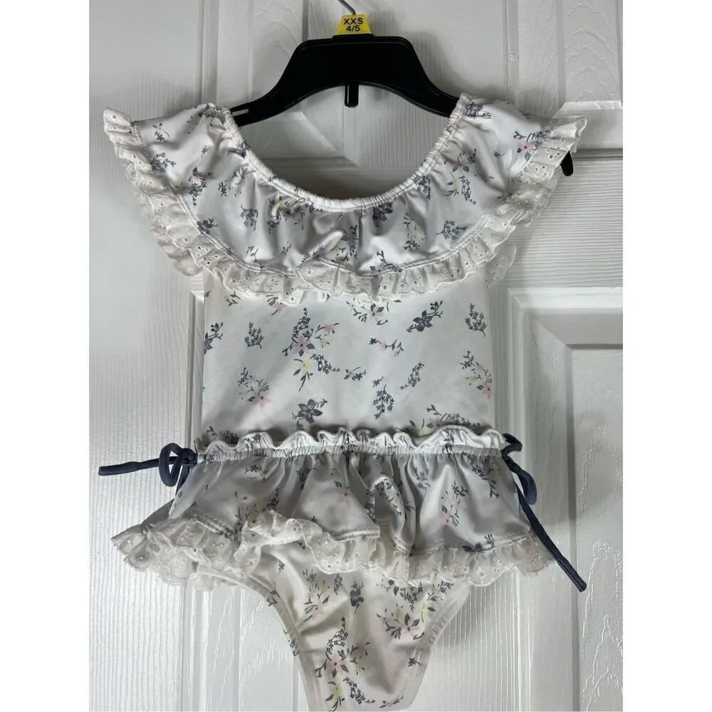 Well Dressed Wolf Wilding Girls Floral Ruffle Swimsuit Size 24m